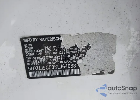 2019 BMW X4 M40I из США, поврежденный, VIN 5UXUJ5C53KLJ64068